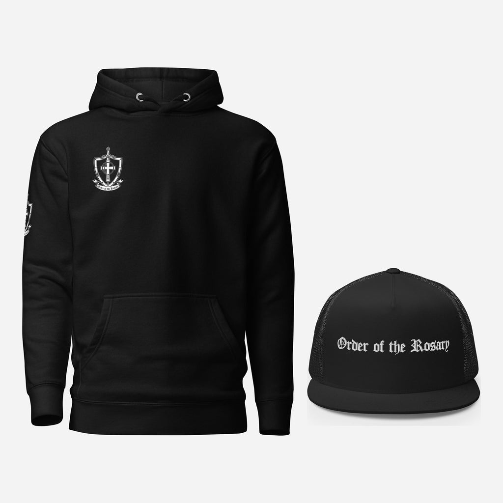 5-3-1 Rule Kit: black Order Crest hoodie and black Order of the Rosary trucker cap