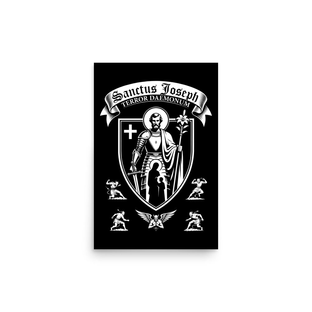 St. Joseph Terror Daemonum poster, 12×18, St. Joseph art on black