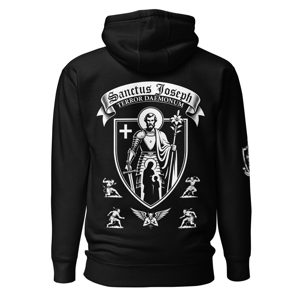 Black St. Joseph Terror Daemonum Hoodie, back, St. Joseph Terror Daemonum art