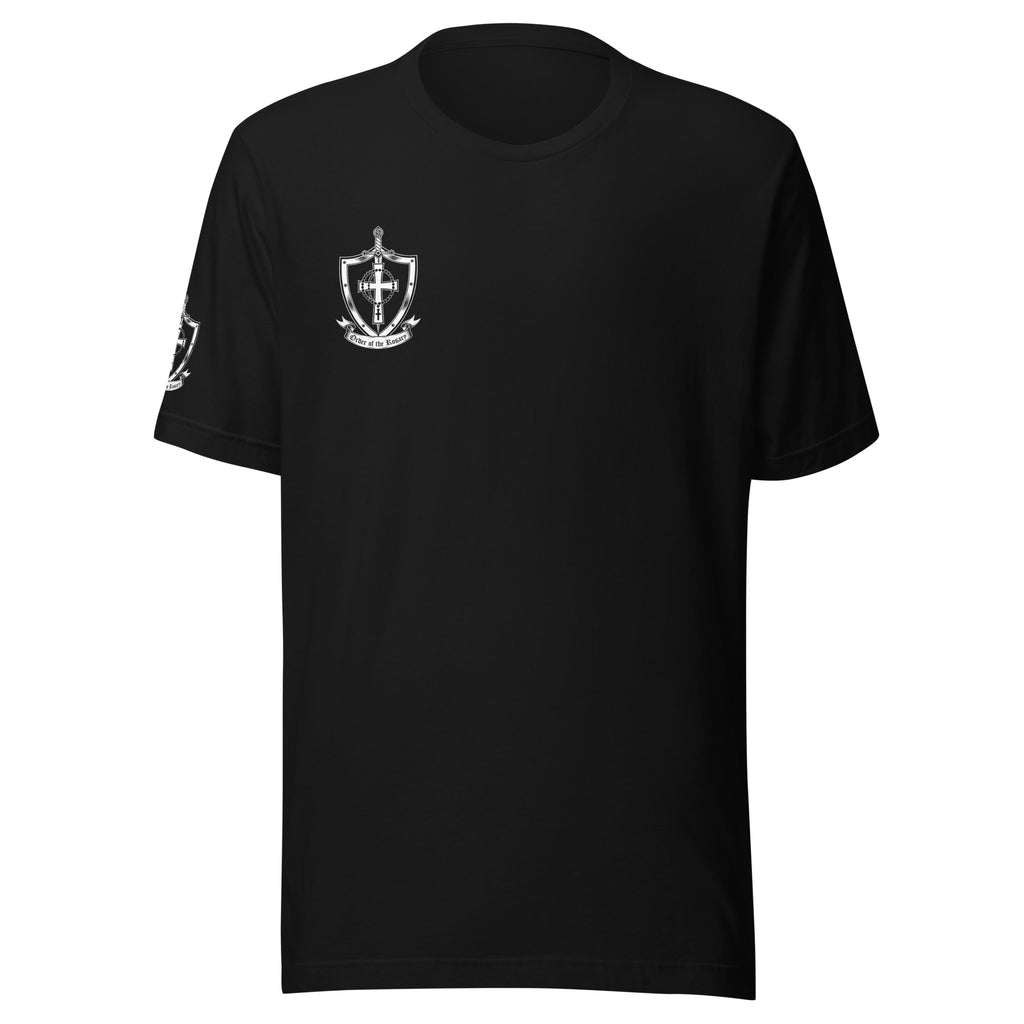 Black Hail Mary T-shirt, front, small chest crest